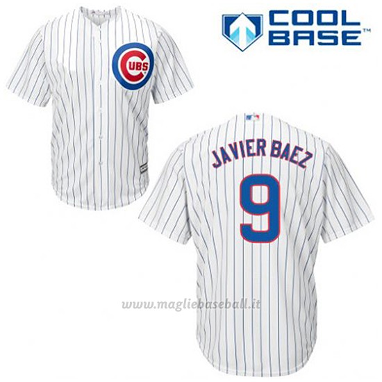 Maglia Baseball Uomo Chicago Cubs 9 Javier Baez Bianco 1ªCool Base